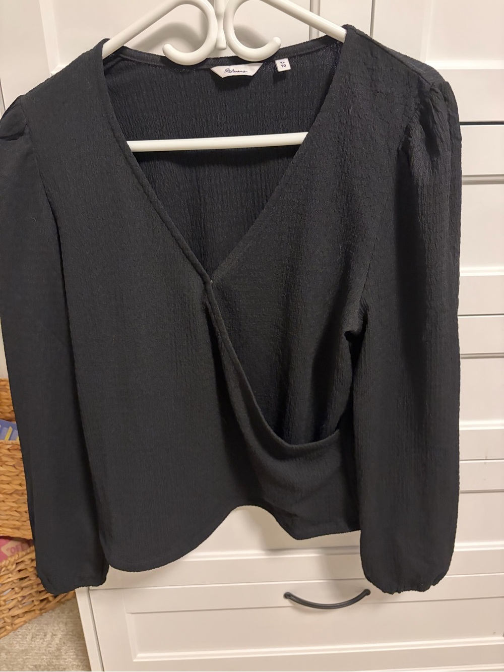 Reitmans Black V-Neck Long Sleeve Wrap Blouse - Picture 2 of 4